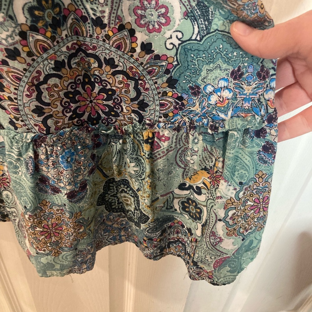 Maurices vibrant Y2K boho paisley sleeveless v-neck midi babydoll dress size XL - Picture 4 of 9